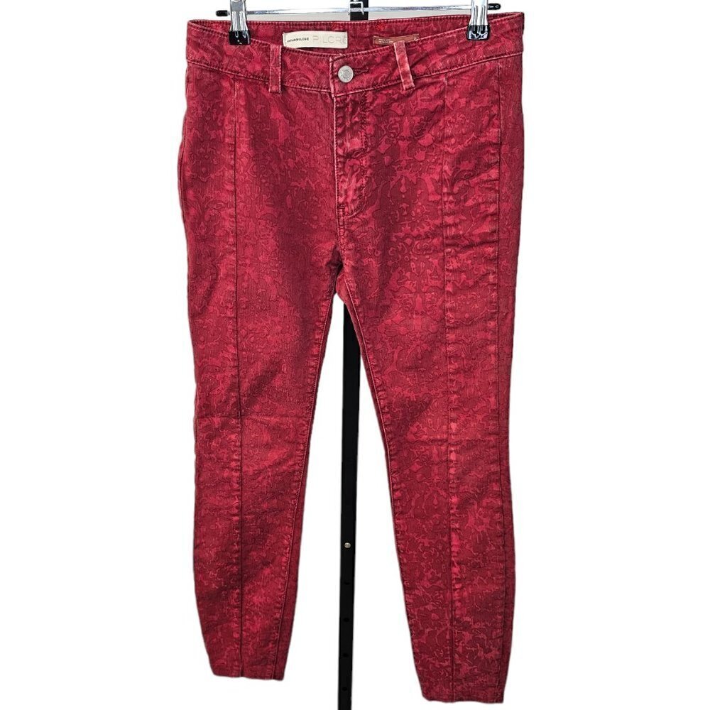 Anthropologie Pilcro High Rise Denim Flocked Legging Size 26